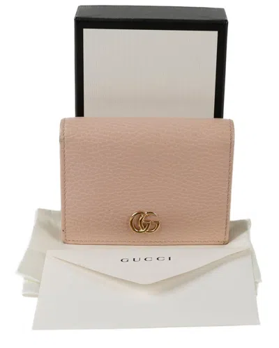 Gucci Pink Leather Gg Marmont Card Case Wallet