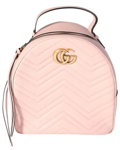 Gucci Pink Leather Gg Marmont Dome Backpack (authentic Pre-loved)
