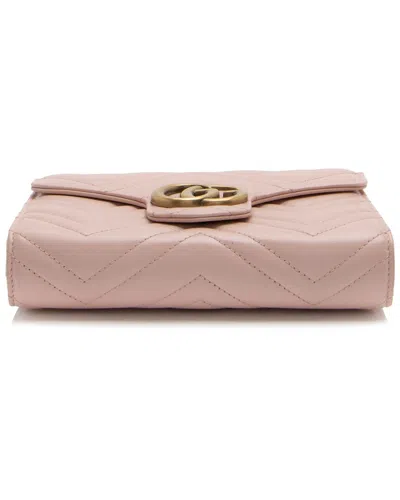 Gucci Pink Leather Gg Marmont Mini Wallet On Chain (authentic Pre-loved)