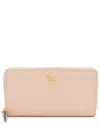Gucci Pink Leather Gg Marmont Zip Around Wallet (authentic Pre-loved) In Brown