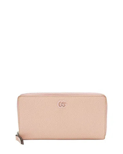 Gucci Pink Leather Gg Marmont Zip Around Wallet (authentic Pre-loved)