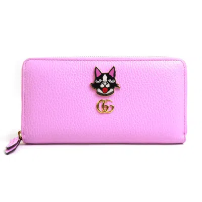 Pre-owned Gucci Pink Leather Long Wallet (bi-fold) ()