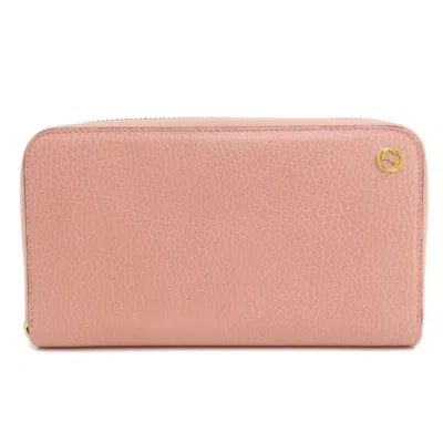 Pre-owned Gucci Pink Leather Long Wallet (bi-fold) ()