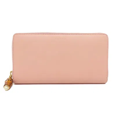 Pre-owned Gucci Pink Leather Long Wallet (bi-fold) ()