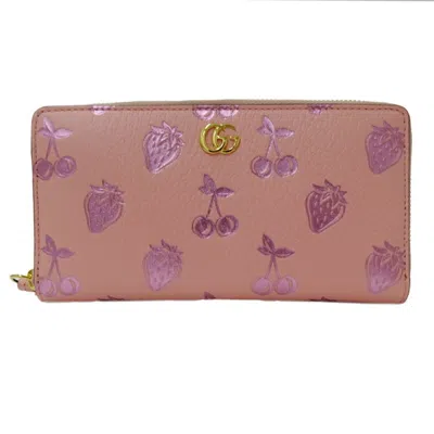 Pre-owned Gucci Pink Leather Long Wallet (bi-fold) ()