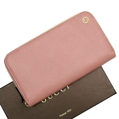 Pre-owned Gucci Pink Leather Long Wallet (bi-fold) ()