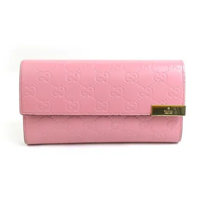Pre-owned Gucci Pink Leather Long Wallet (bi-fold) ()