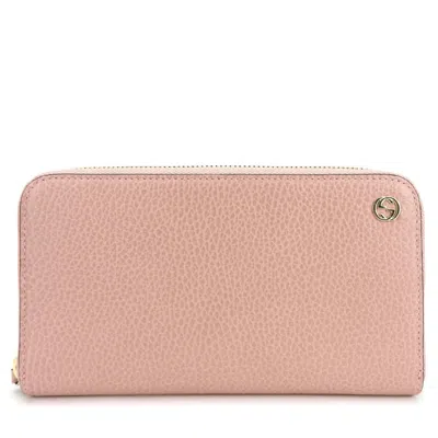Pre-owned Gucci Pink Leather Long Wallet (bi-fold) ()