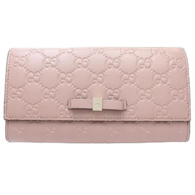 Pre-owned Gucci Pink Leather Long Wallet (bi-fold) ()