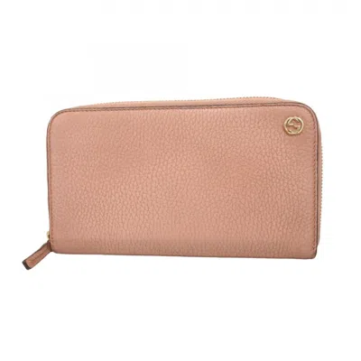 Pre-owned Gucci Pink Leather Long Wallet (bi-fold) ()