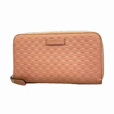 Pre-owned Gucci Pink Leather Long Wallet (bi-fold) ()