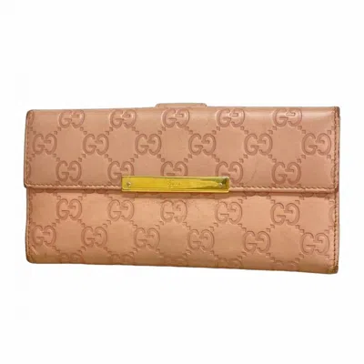 Pre-owned Gucci Pink Leather Long Wallet (bi-fold) ()