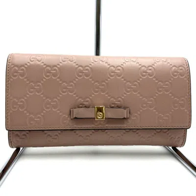 Pre-owned Gucci Pink Leather Long Wallet (bi-fold) ()
