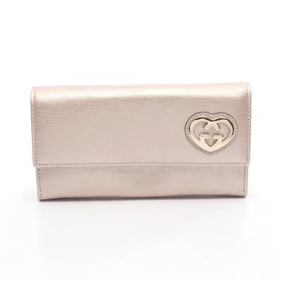 Pre-owned Gucci Pink Leather Long Wallet (bi-fold) ()