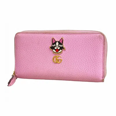 Pre-owned Gucci Pink Leather Long Wallet (bi-fold) ()