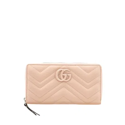 Pre-owned Gucci Pink Leather Long Wallet (bi-fold) ()