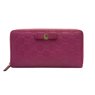 Pre-owned Gucci Pink Leather Long Wallet (bi-fold) ()