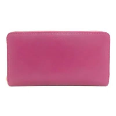 Pre-owned Gucci Pink Leather Long Wallet (bi-fold) ()