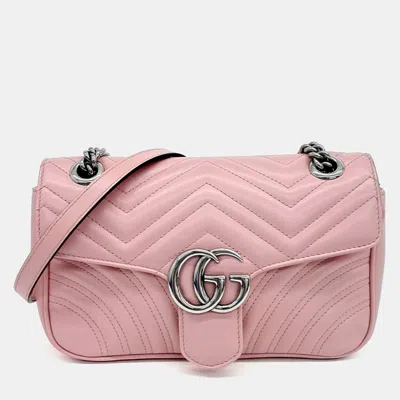 Pre-owned Gucci Pink Leather Marmont Matrasse Shoulder Bag