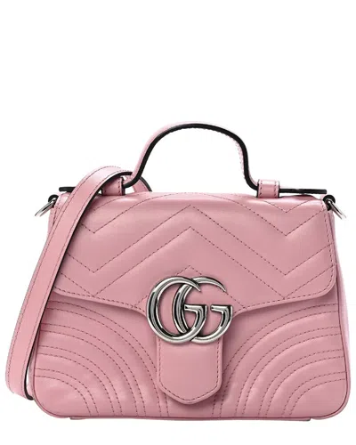 Gucci Pink Leather Marmont Top Handle Shoulder Bag (authentic Pre-loved)