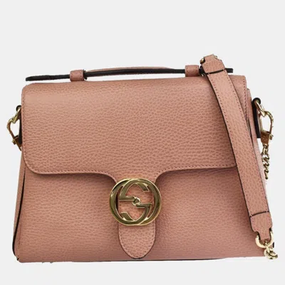 Pre-owned Gucci Pink Leather Medium Dollar Interlocking G Crossbody Bag