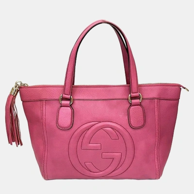 Pre-owned Gucci Pink Leather Medium Soho Working Tote