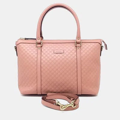 Pre-owned Gucci Pink Leather Micro Cimaline Tote And Shoulder Bag