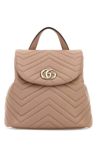 Gucci Pink Leather Mini Gg Marmont Backpack 20 Cm