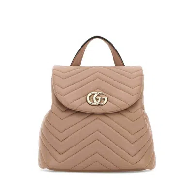 Gucci Pink Leather Mini Gg Marmont Backpack Cameoxdafne Zaini