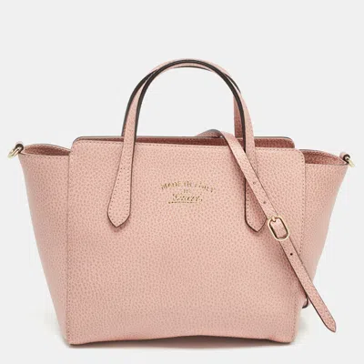 Pre-owned Gucci Pink Leather Mini Swing Tote