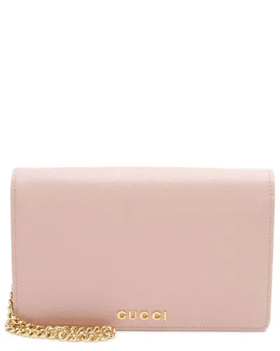 Gucci Pink Leather Script Wallet On Chain (authentic Pre-loved)