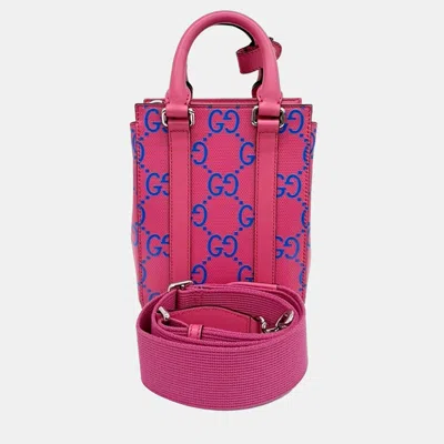Pre-owned Gucci Pink Leather Supreme Mini Tote And Shoulder Bag