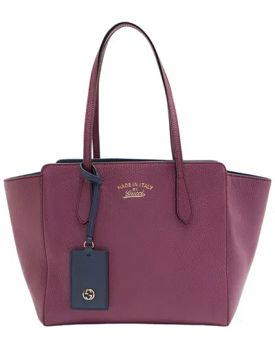 Gucci Pink Leather Swing Small Tote (authentic Pre-loved) In Purple