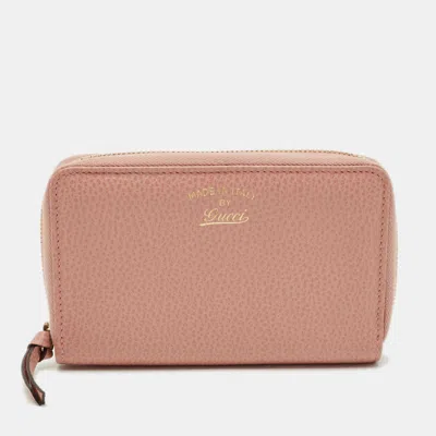 Pre-owned Gucci Pink Leather Swing Zip Around Wallet