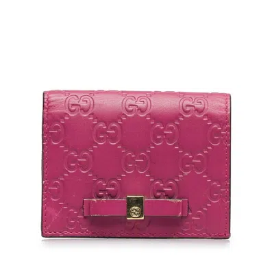 Pre-owned Gucci Pink Leather Wallet (bi-fold) ()