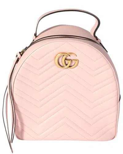 Gucci Pink Matelasse Calfskin Gg Marmont Dome Backpack (authentic Pre-loved)