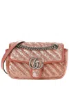 Gucci Pink Matelasse Canvas Sequin Diagonal Mini Gg Marmont Shoulder Bag  (authentic Pre-loved)