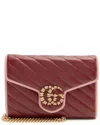 Gucci Pink Matelasse Leather Crystal Torchon Gg Marmont Mini Chain Bag (authentic Pre-loved)