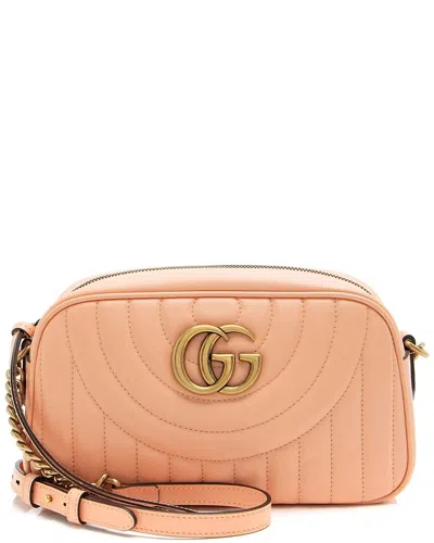 Pre-owned Gucci Pink Matelasse Leather Gg Marmont Vertical Ring Small Shoulder Bag (authentic Pre-loved)