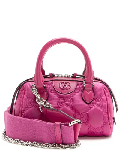 GUCCI GUCCI PINK MATELASSE NYLON JUMBO GG MINI BOWLING BAG (AUTHENTIC PRE-LOVED)