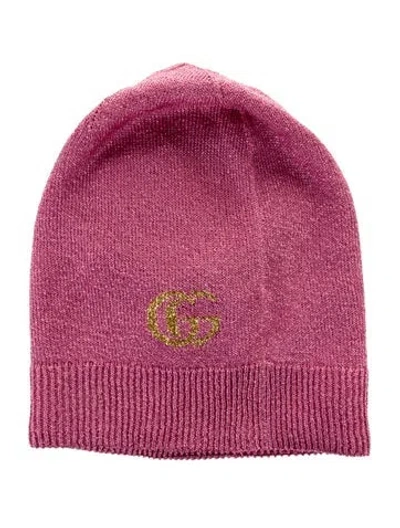 Pre-owned Gucci Pink Metallic Glitter Beanie W/tags