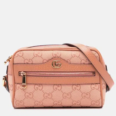 Pre-owned Gucci Pink Mini Gg Canvas Ophidia Crossbody