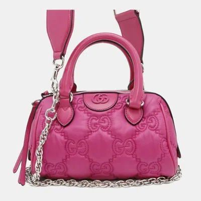Pre-owned Gucci Pink Mini Gg Matelasse Nylon Marmont Satchel