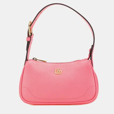 Pre-owned Gucci Pink Mini Leather Aphrodite Shoulder Bag