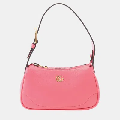 Pre-owned Gucci Pink Mini Leather Aphrodite Shoulder Bag