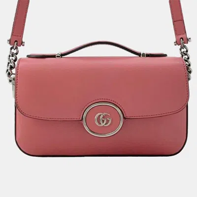 Pre-owned Gucci Pink Mini Leather Petite Gg Satchel