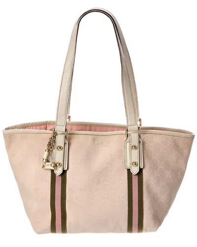 Gucci Pink Monogram Coated Canvas Medium Jolicoeur Tote Pink (authentic Pre-  Loved) In Neutral
