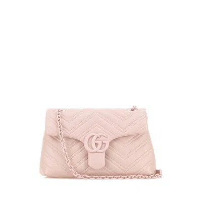 Gucci Pink Nappa Leather Small Gg Marmont Shoulder Bag Ladypinladpladp Calf Skin Borse A Tracolla