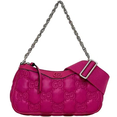 Pre-owned Gucci Pink Nylon Leather Canvas Shoulder Bag ()
