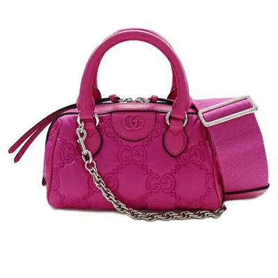 Pre-owned Gucci Pink Nylon Leather Handbag Shoulder Bag ()